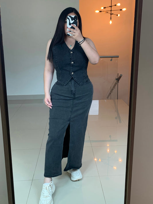 Falda denim black
