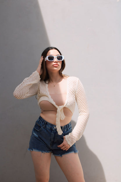 Blusa Crochet Beige